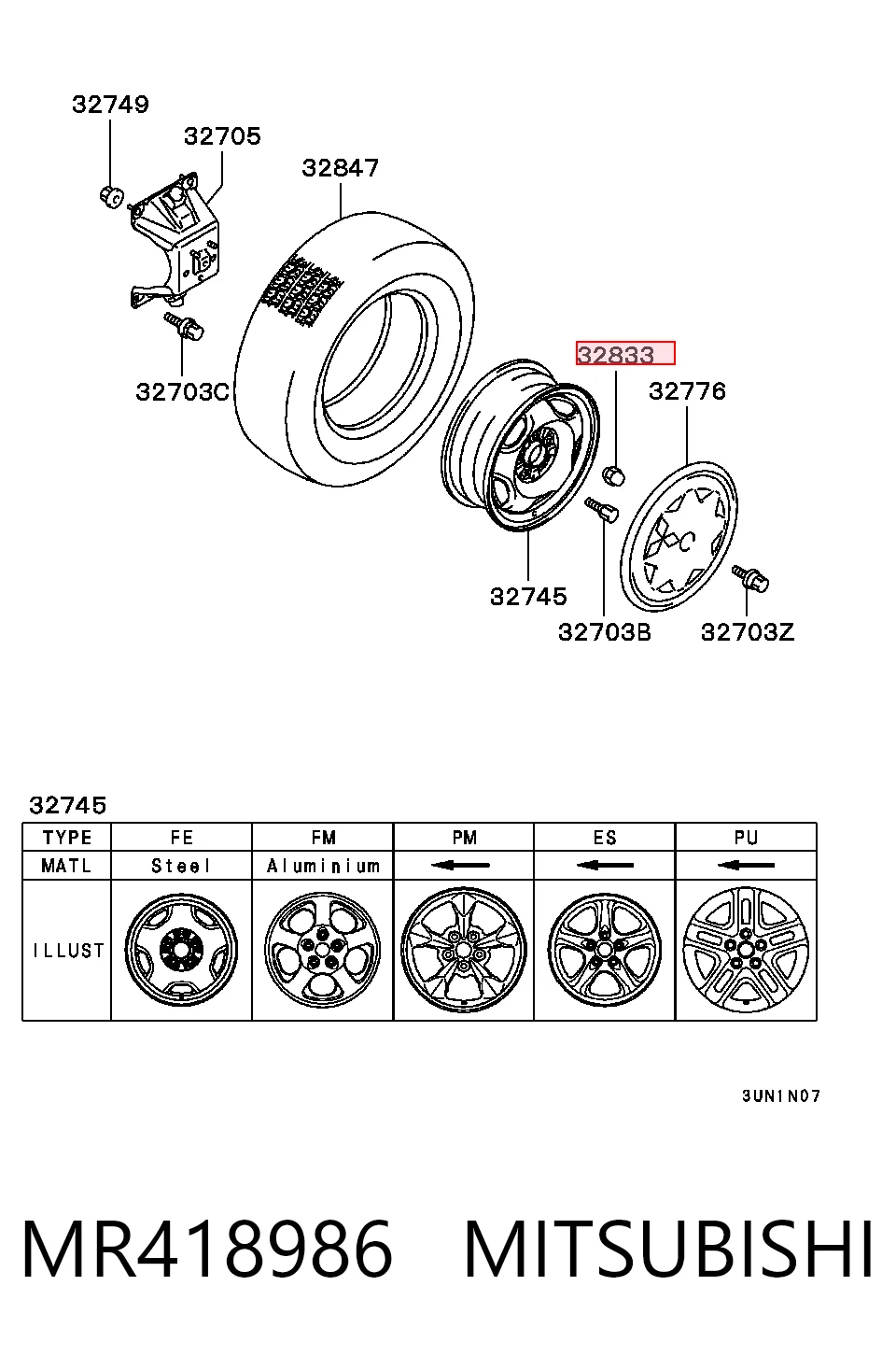 Porca de roda Mitsubishi Lancer V CBW,CDW