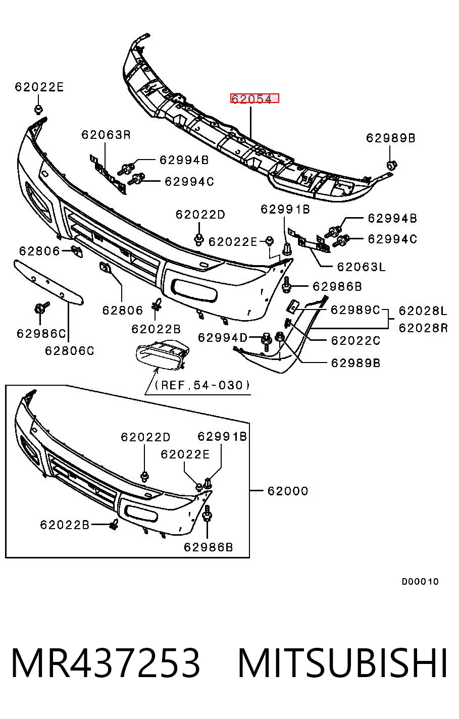 Reforçador do pára-choque dianteiro para Mitsubishi Pajero V60