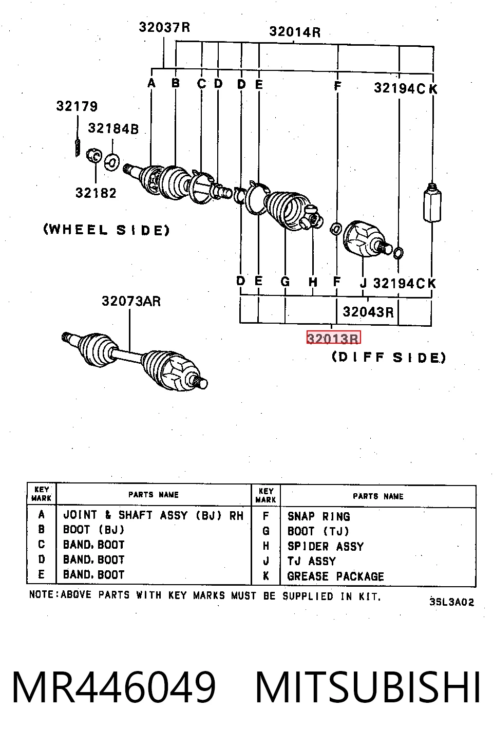  Bota de proteção interna de junta homocinética do semieixo dianteiro KIA Magentis I sedan (GD) (2001 - 2005) I