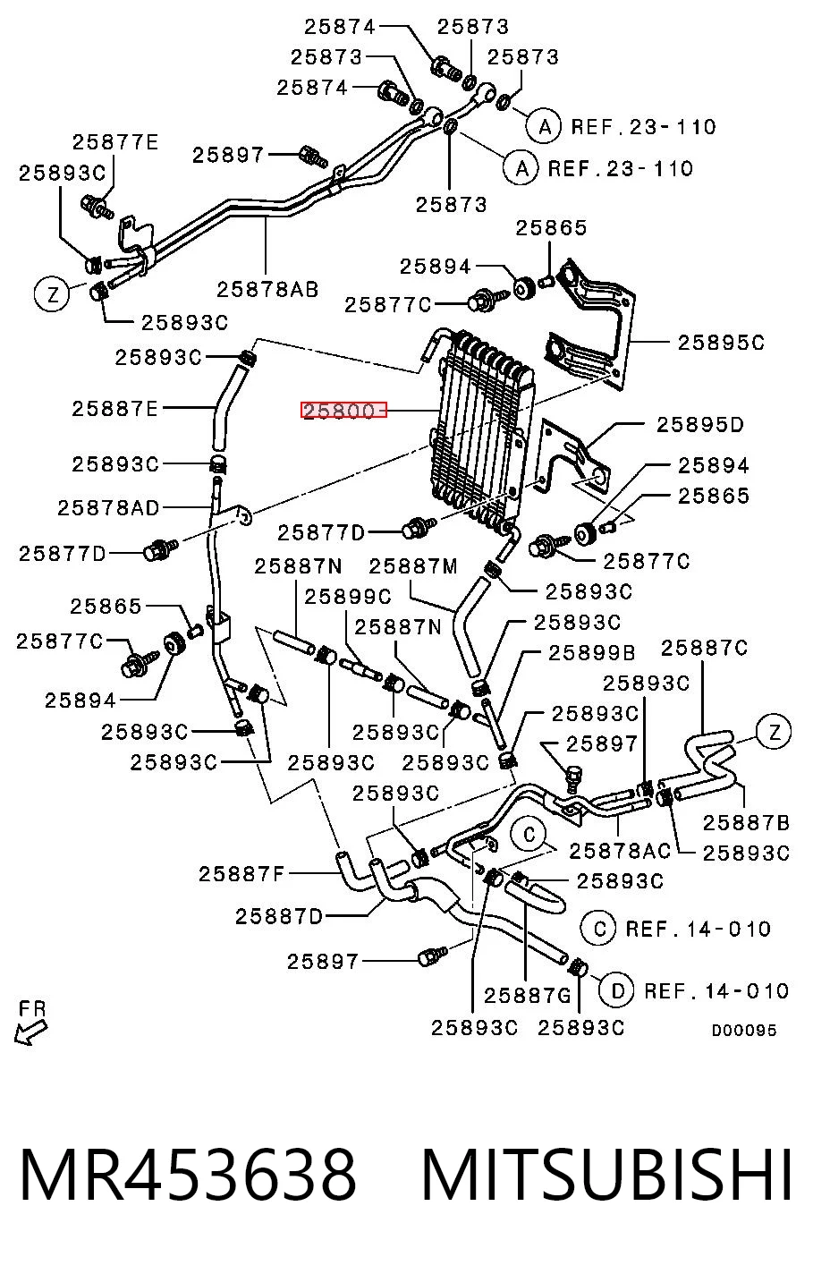 MR453638 Mitsubishi Radiador de esfriamento, Caixa Automática de Mudança