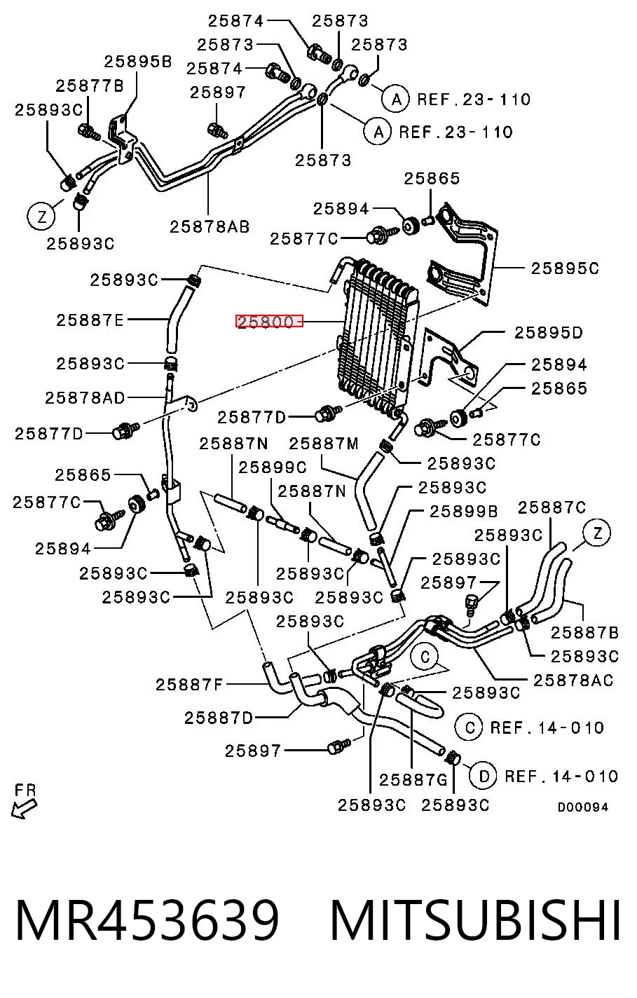 MR453639 Mitsubishi Radiador de esfriamento, Caixa Automática de Mudança