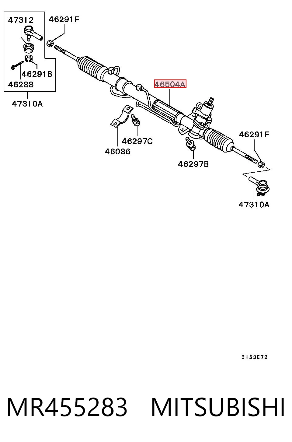 Cremalheira da direção para Mitsubishi Galant VII E5A, E7A, E8A