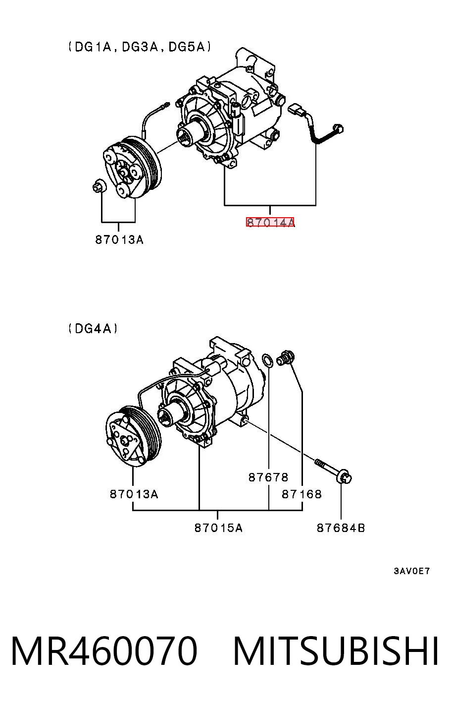  Compressor de aparelho de ar condicionado Mitsubishi Lancer VI sedan (CJ, CP) (1995 - 2003) VI
