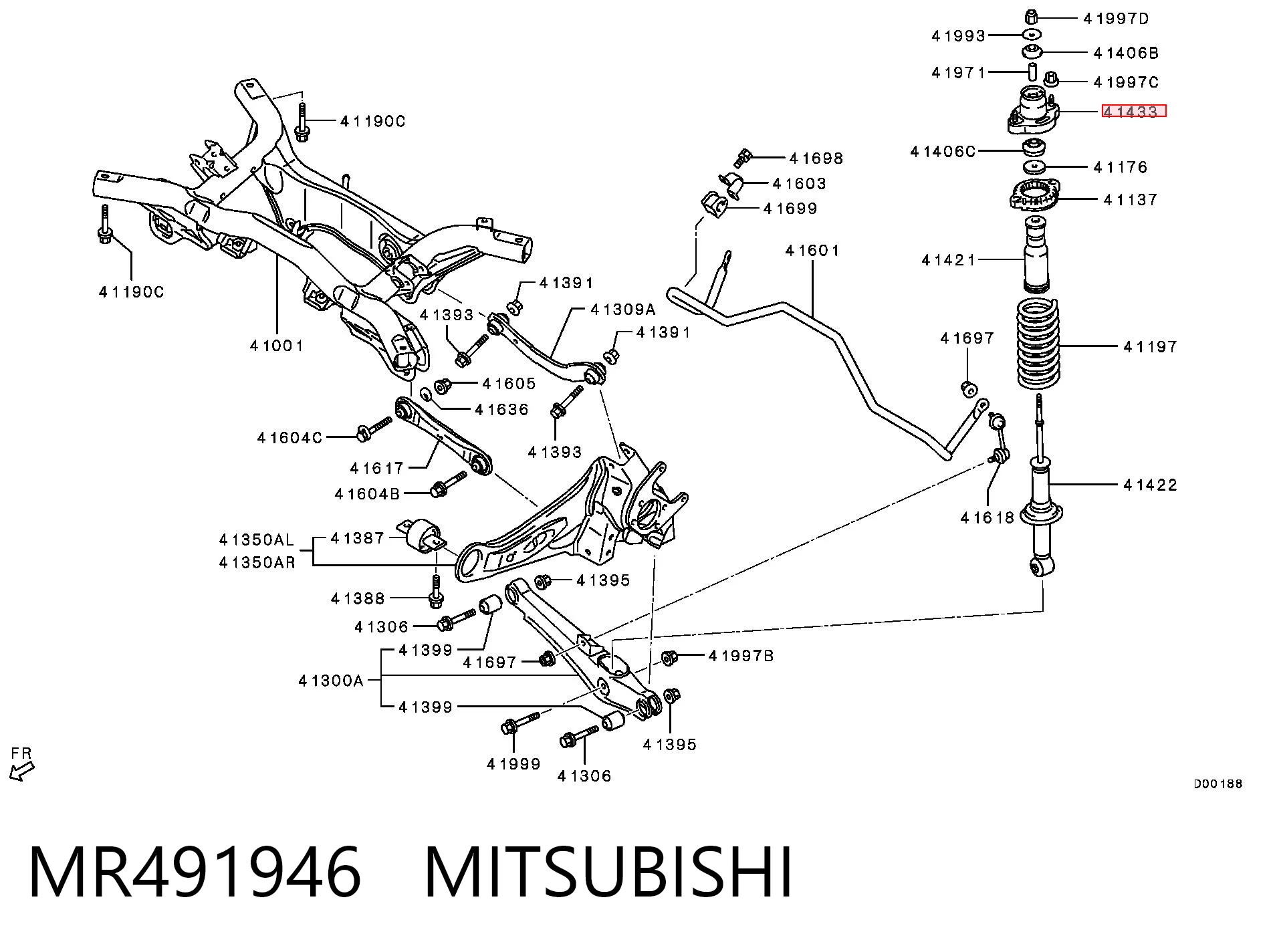 MR491946 Mitsubishi Suporte de amortecedor traseiro