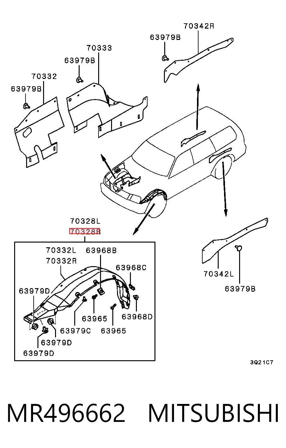 Guarda-barras direito do pára-lama dianteiro para Mitsubishi Montero SPORT K8, K9