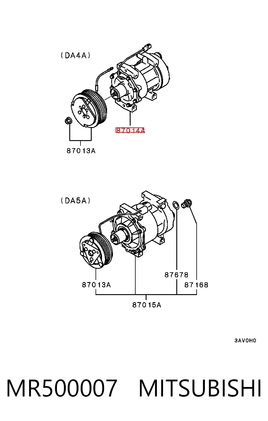 MR500007 Mitsubishi Compressor de aparelho de ar condicionado