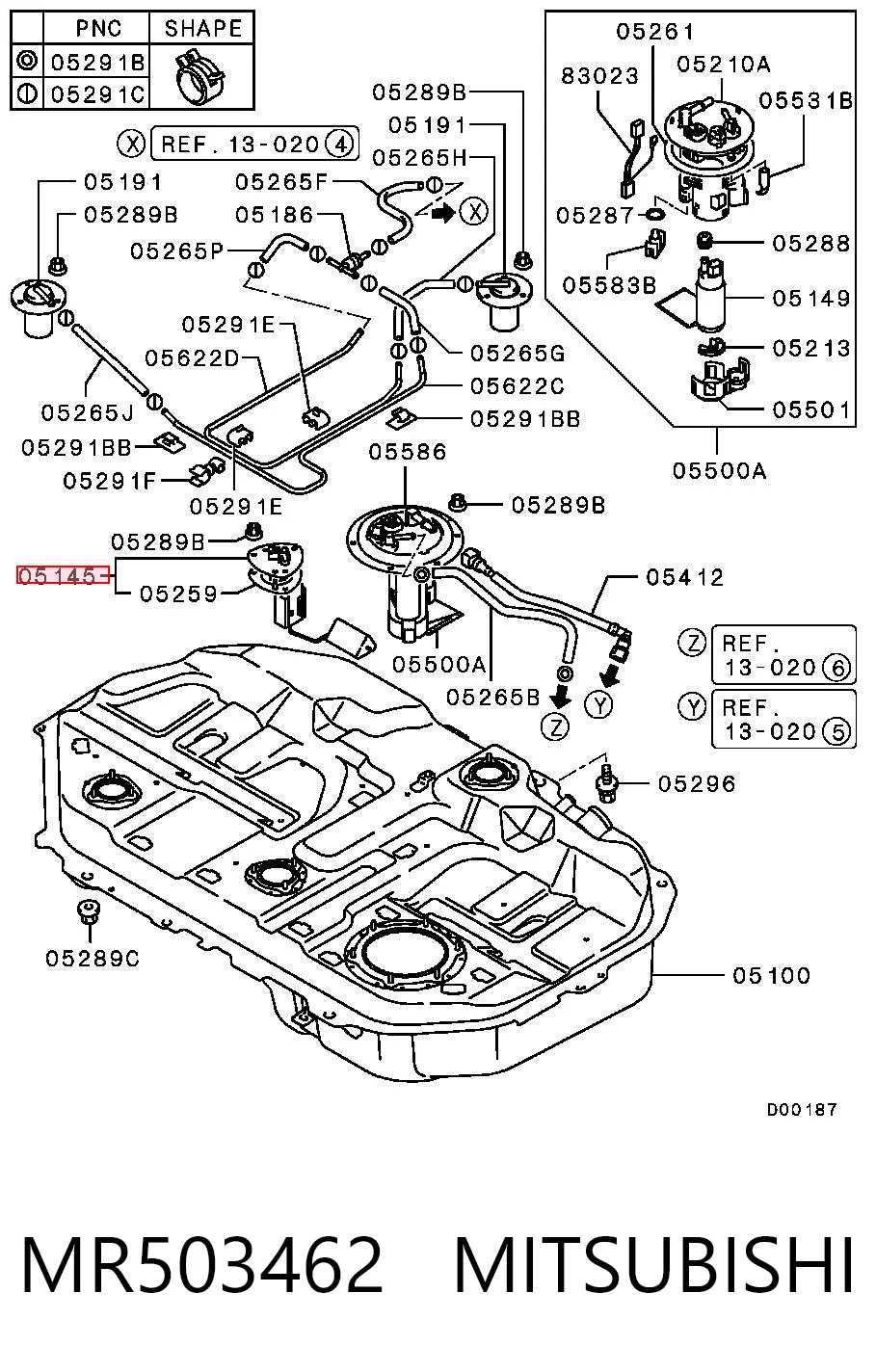 MR503462 Mitsubishi Sensor do nível de combustível no tanque