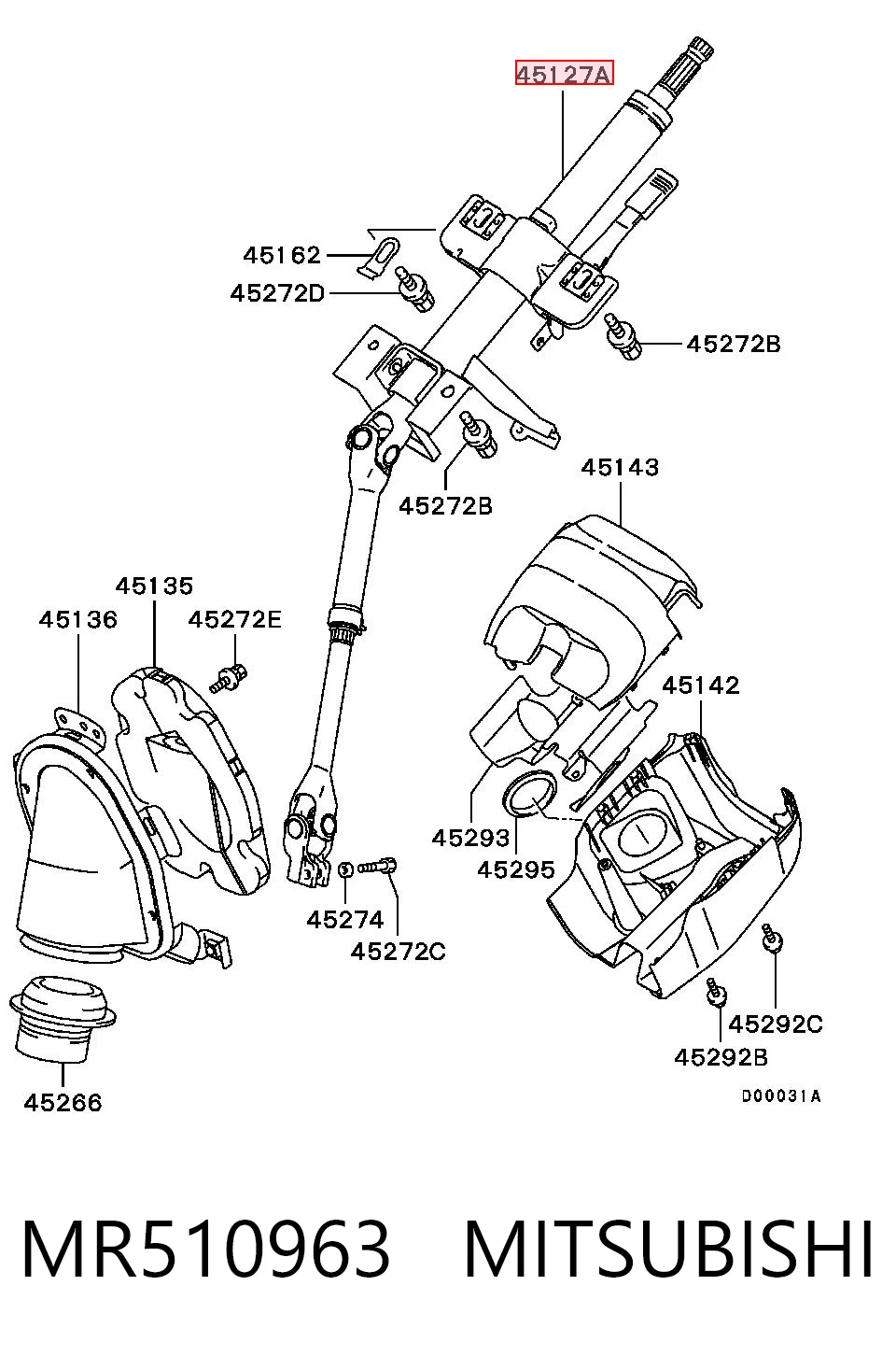 Coluna da direção para Mitsubishi Lancer IX CSA