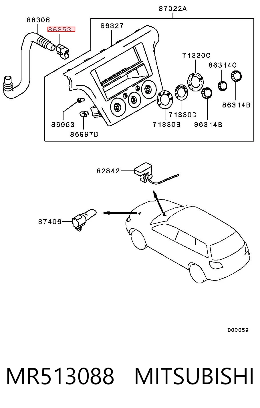Sensor de temperatura de ar no salão Mitsubishi Outlander III GF, GG ao melhor preço