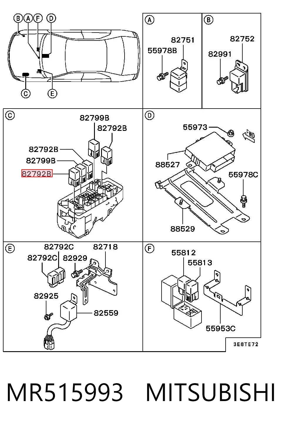 MR515993 Mitsubishi Relê do motor de arranco