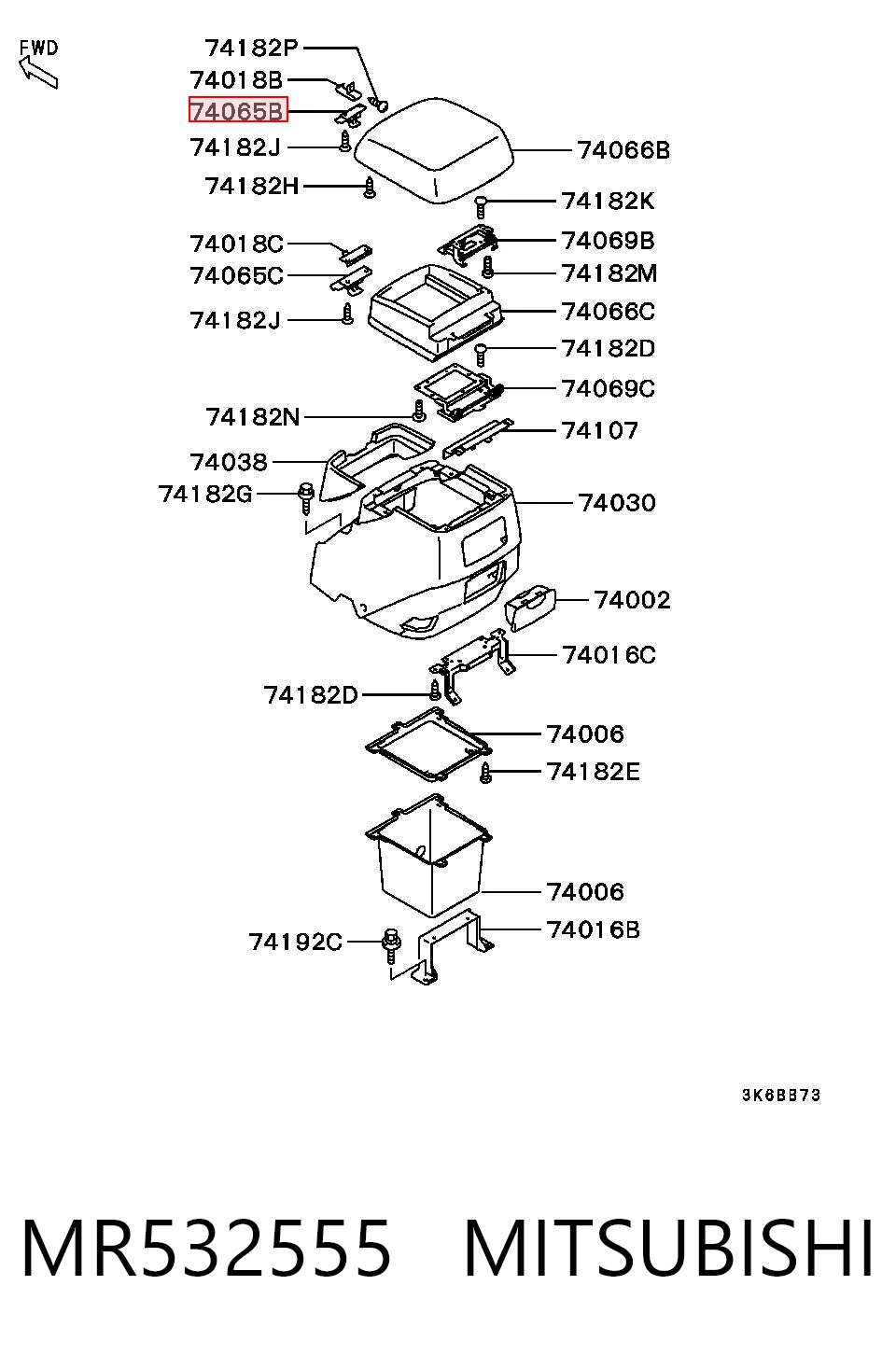 MR532555 Mitsubishi Fecho da caixa para luvas