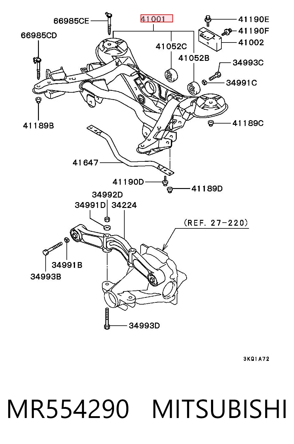 Viga de suspensão traseira (plataforma veicular) para Mitsubishi Pajero III 