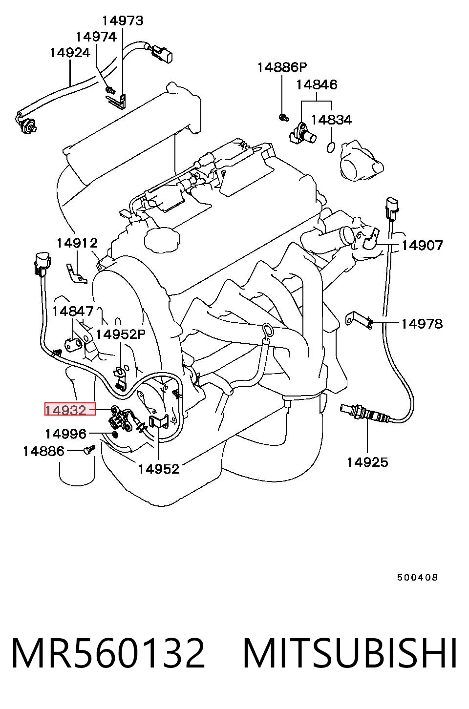 MR560132 Mitsubishi Sensor de posição (de revoluções) de cambota