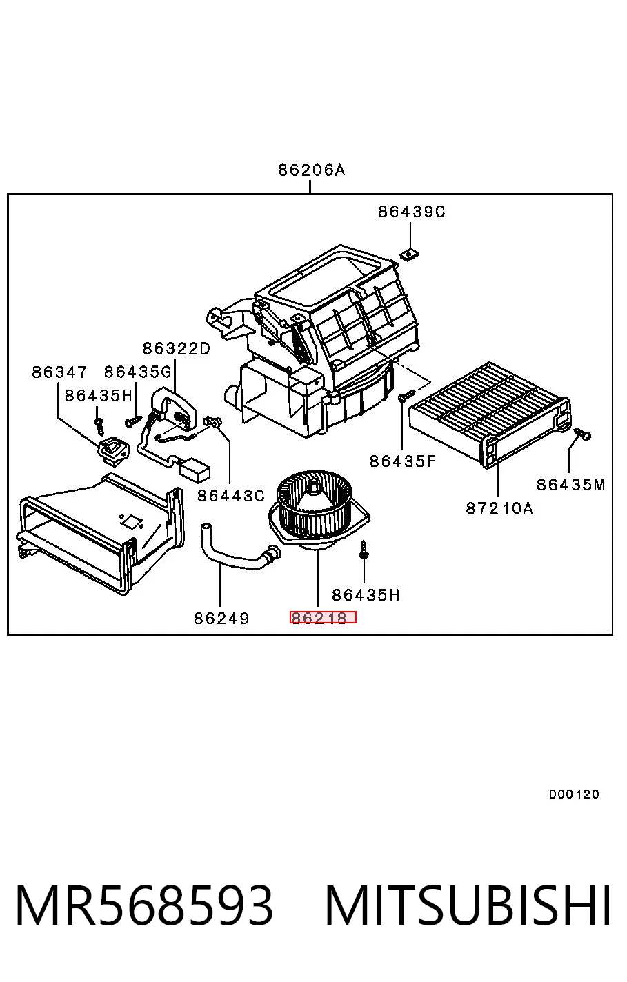 MR568593 Mitsubishi Motor de ventilador de forno (de aquecedor de salão)