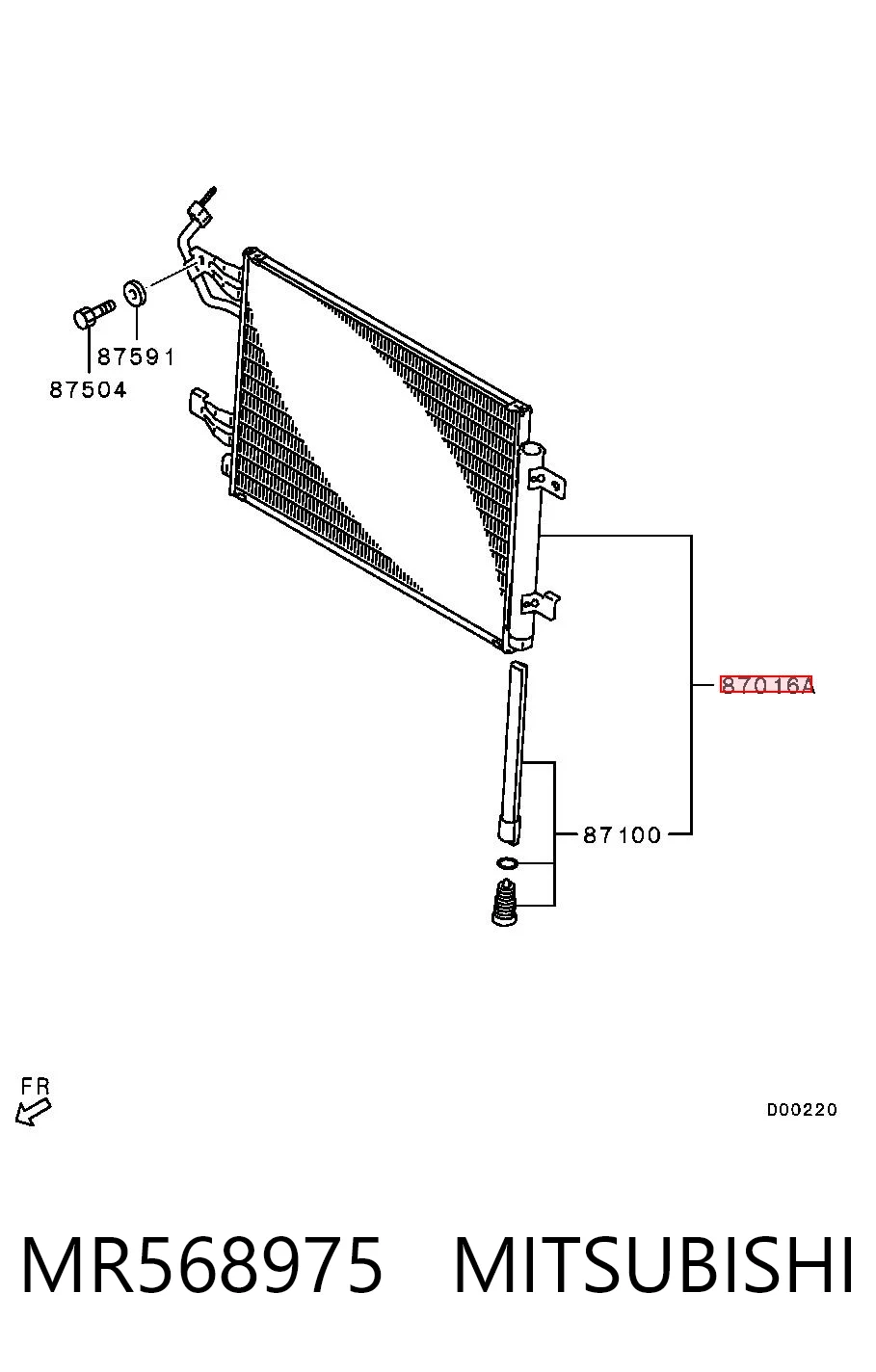Radiador de aparelho de ar condicionado para Mitsubishi Colt VII Z3