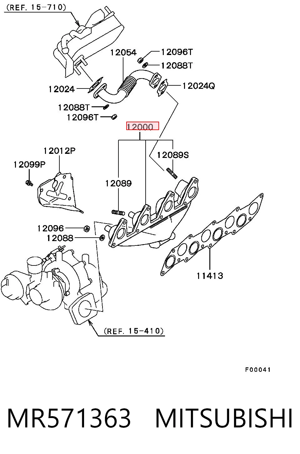 Tubo coletor de escape para Mitsubishi L 200 K60, K70