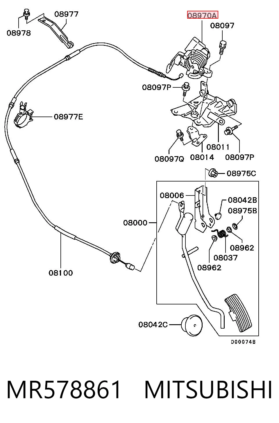 MR578861 Mitsubishi Sensor de posição de pedal de acelerador (de gás)