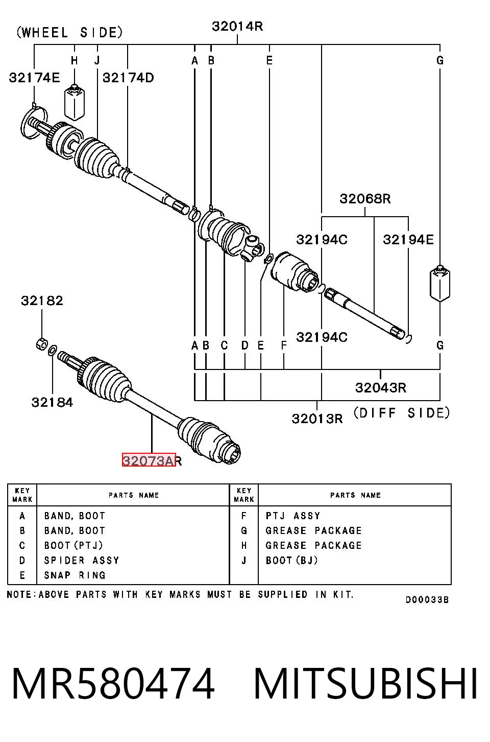 Junta homocinética externa dianteira para Mitsubishi Lancer IX CSA