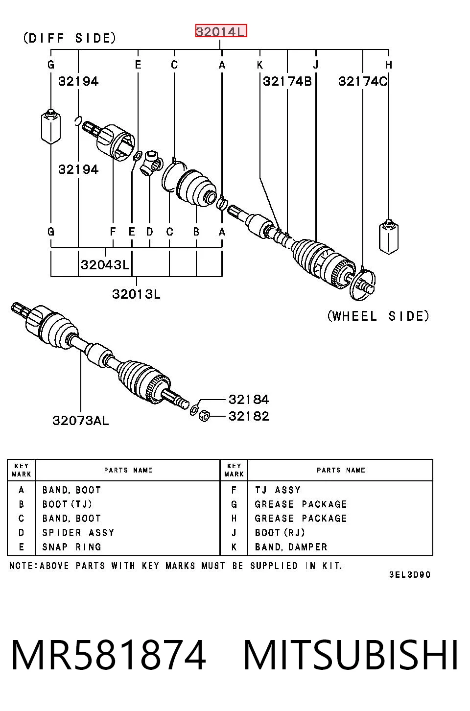 Bota de proteção externa de junta homocinética do semieixo dianteiro para Mitsubishi Lancer IX CSA