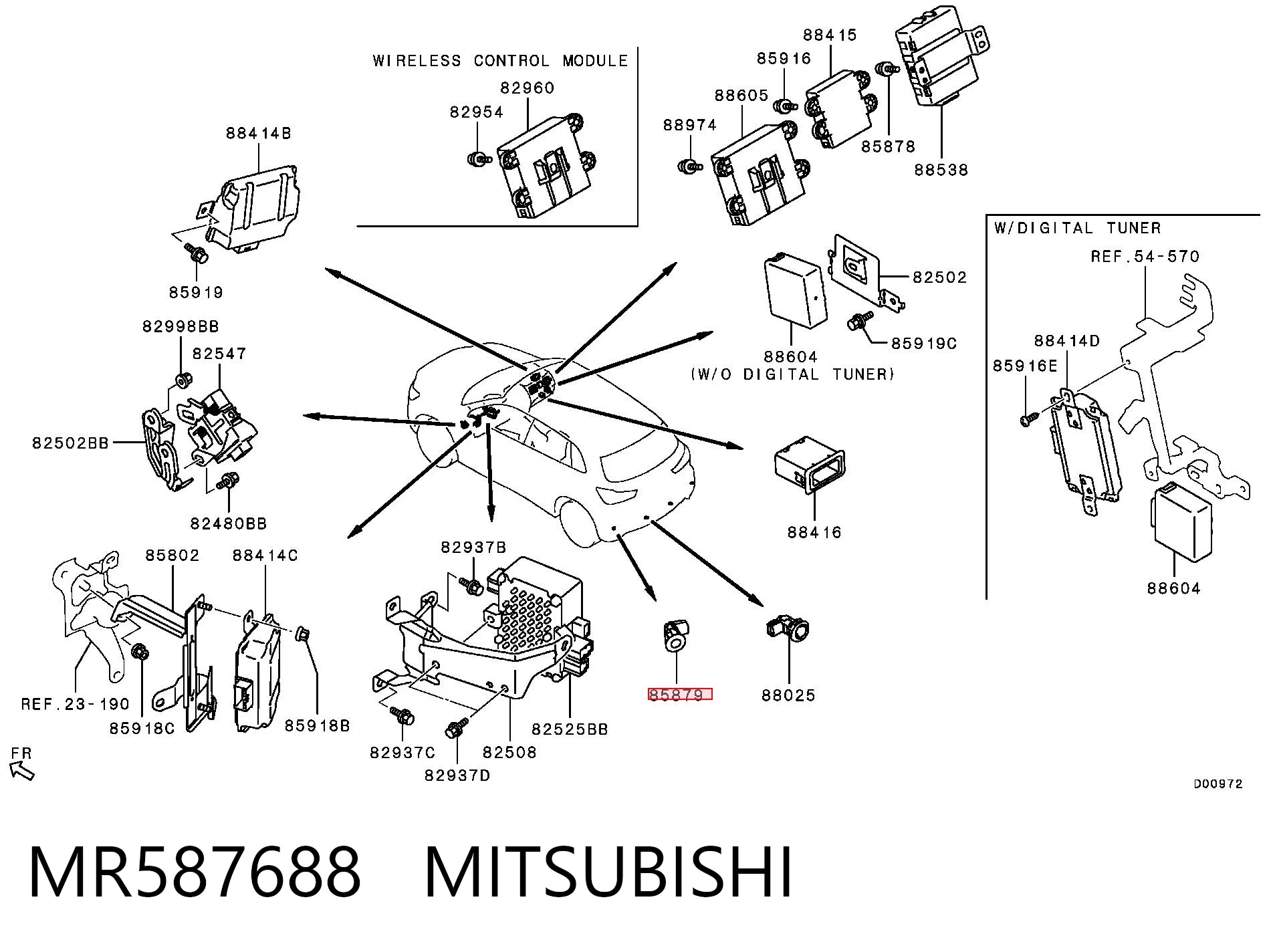 MR587688 Mitsubishi Sensor traseiro lateral de sinalização de estacionamento (sensor de estacionamento)