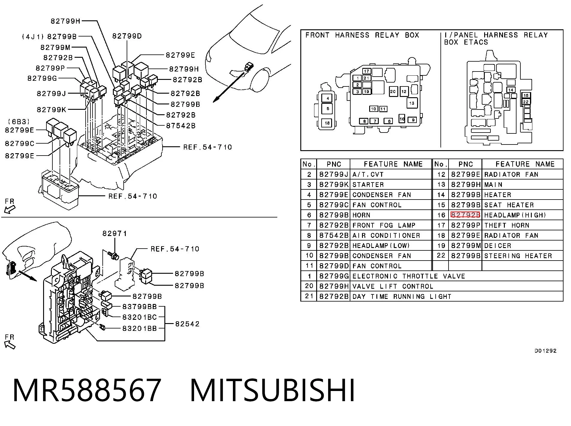 MR588567 Mitsubishi Relê do motor de arranco