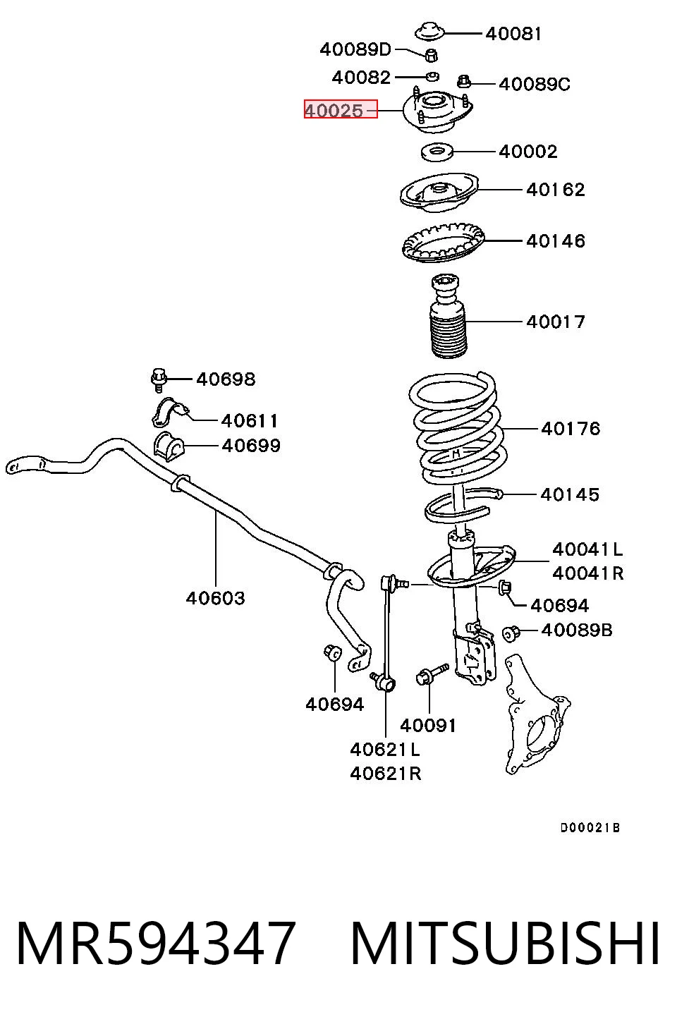 Suporte de amortecedor dianteiro Chrysler MR594347