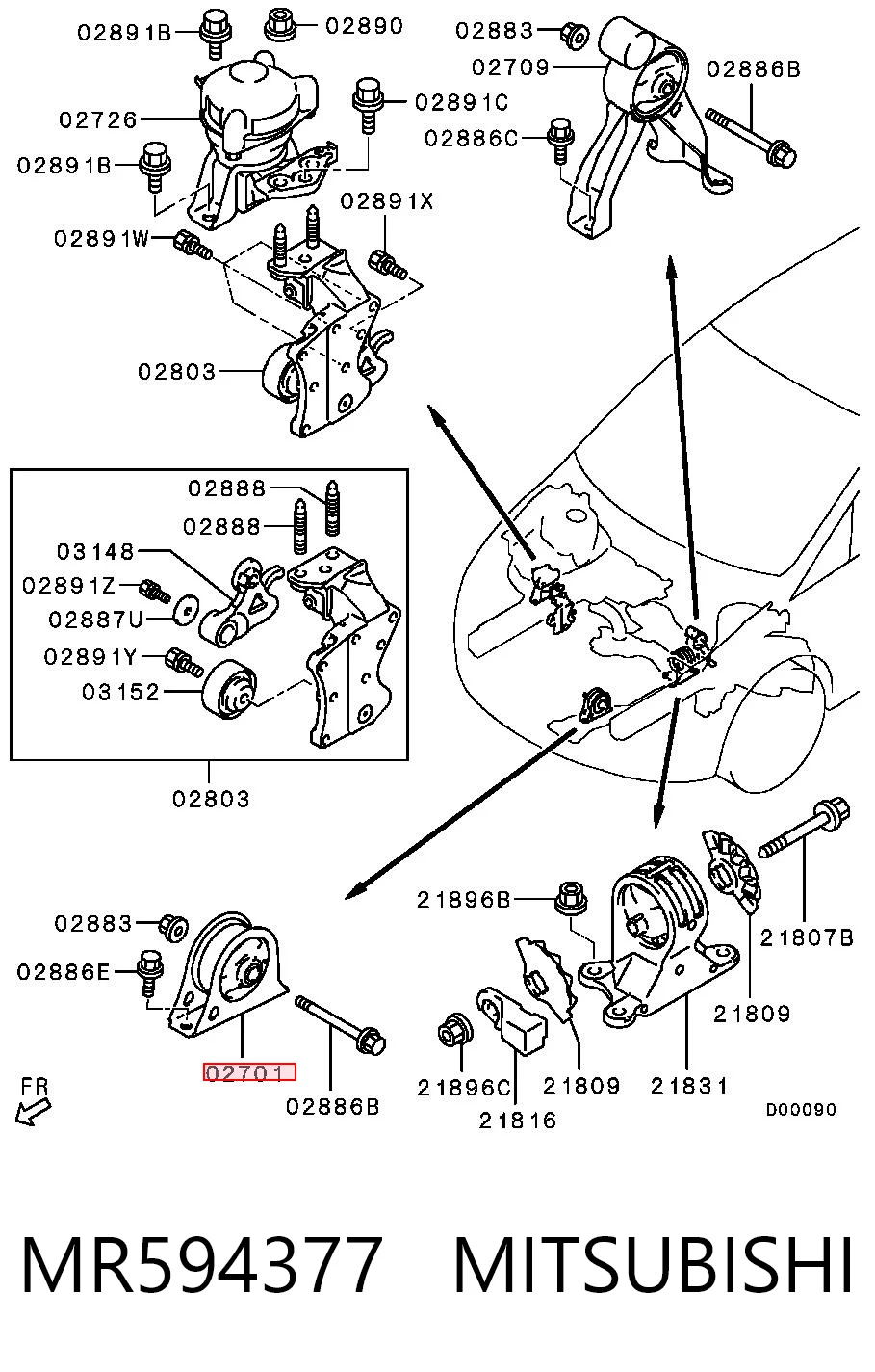 Coxim (suporte) dianteiro de motor Mitsubishi Grandis  NAW ao melhor preço