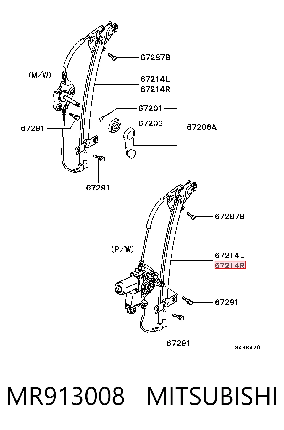 Mecanismo de acionamento de vidro da porta dianteira direita para Mitsubishi Space Star  DG0