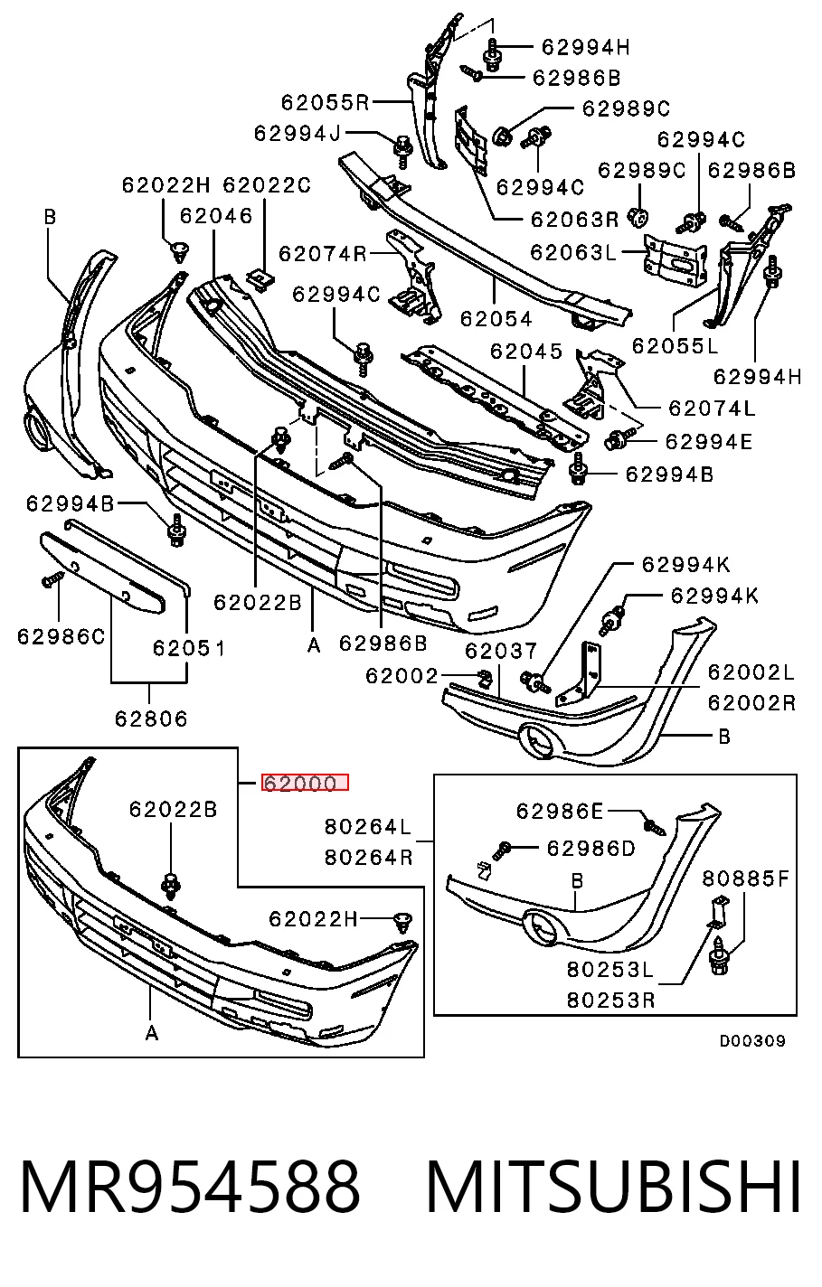Pára-choque dianteiro para Mitsubishi L 200 III K60, K70