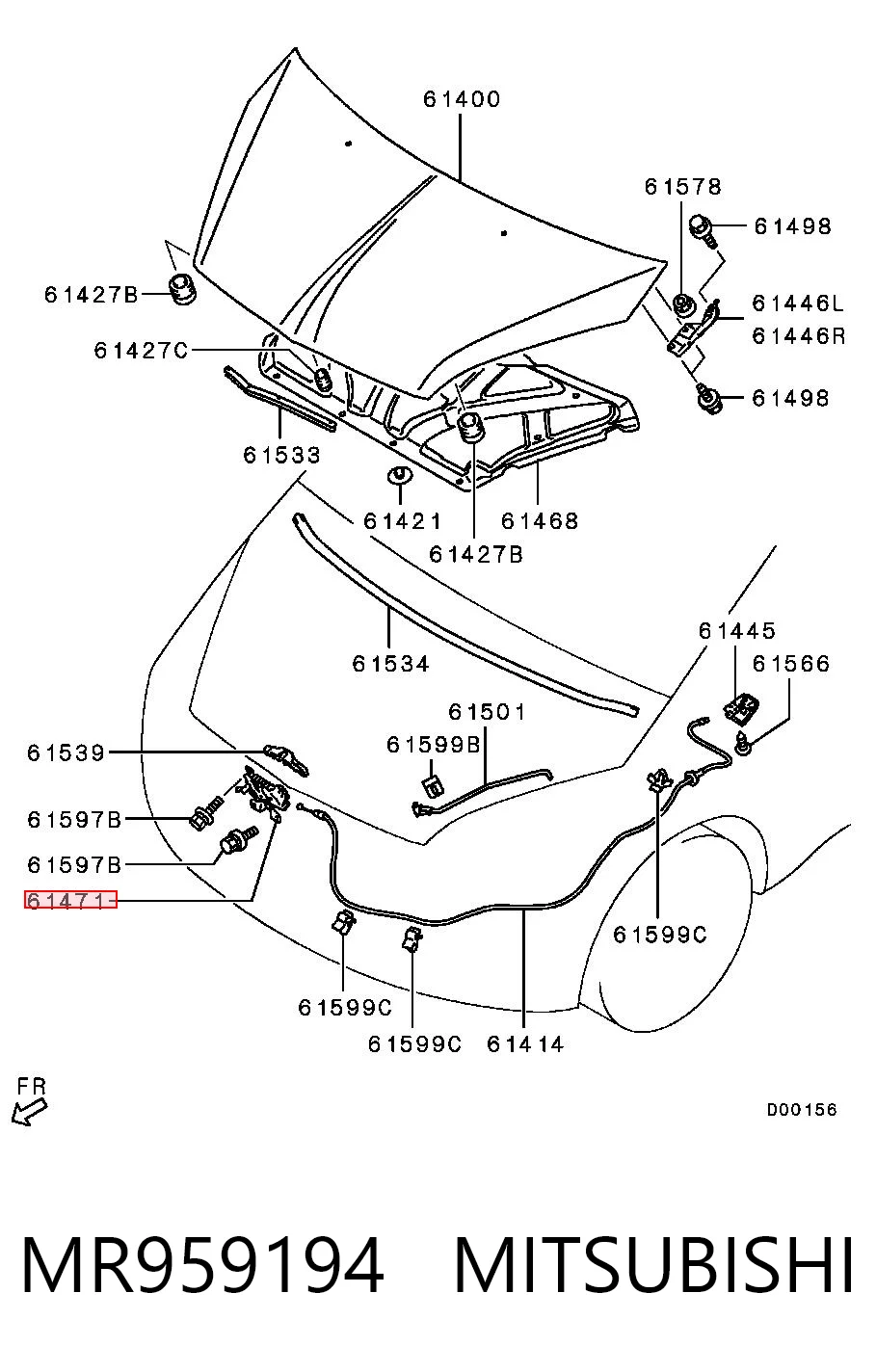 Fecho da capota para Mitsubishi Colt VI Z3A