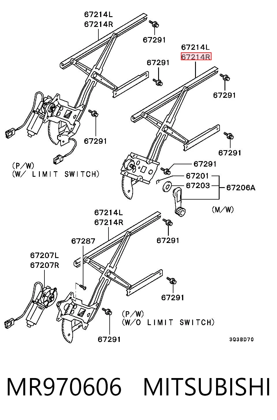 Mecanismo de acionamento de vidro da porta dianteira direita Mitsubishi Montero SPORT K8, K9