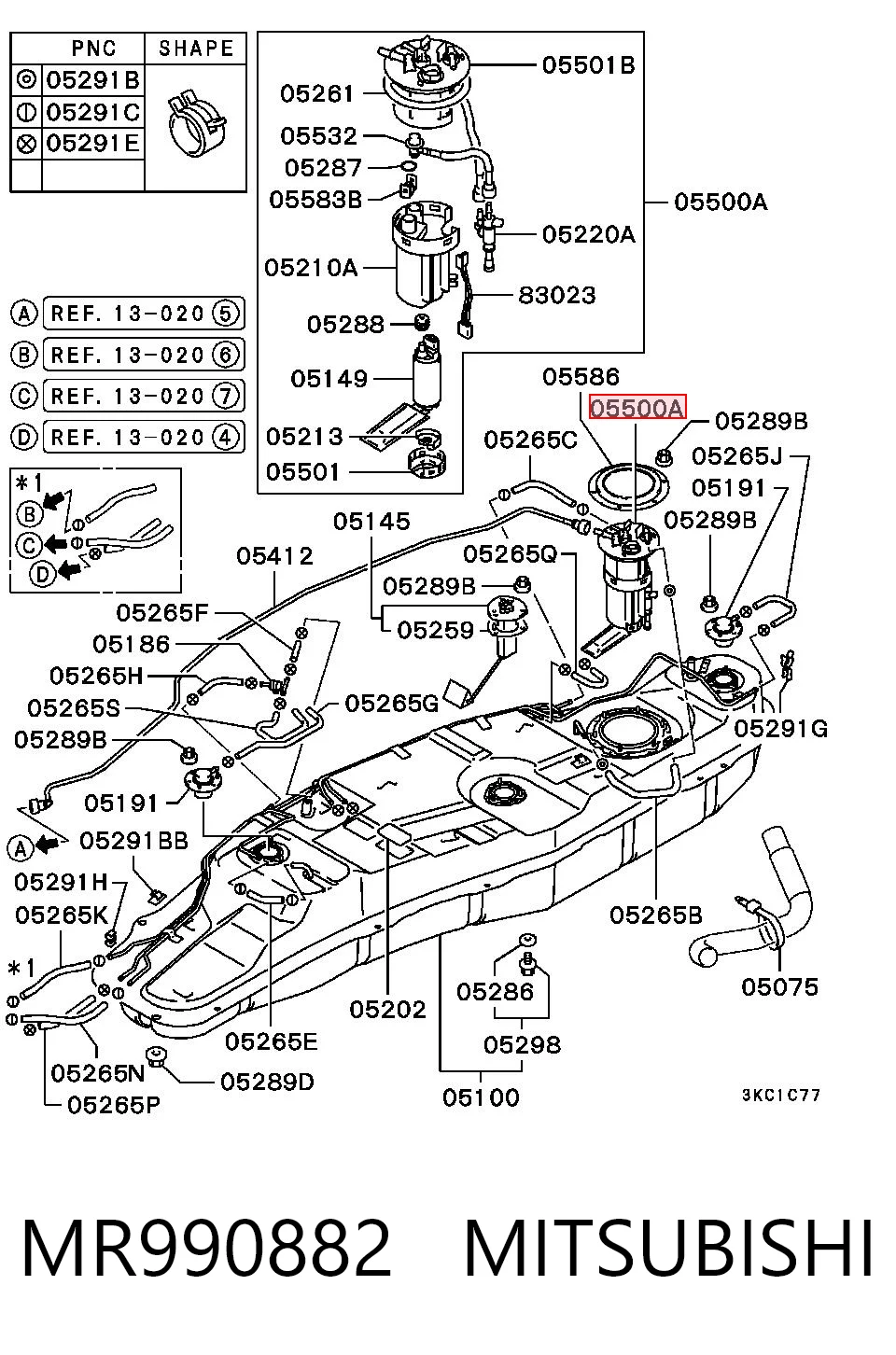  Módulo de bomba de combustível com sensor do nível de combustível Mitsubishi Pajero III SUV (V60) (2000 - 2006) III