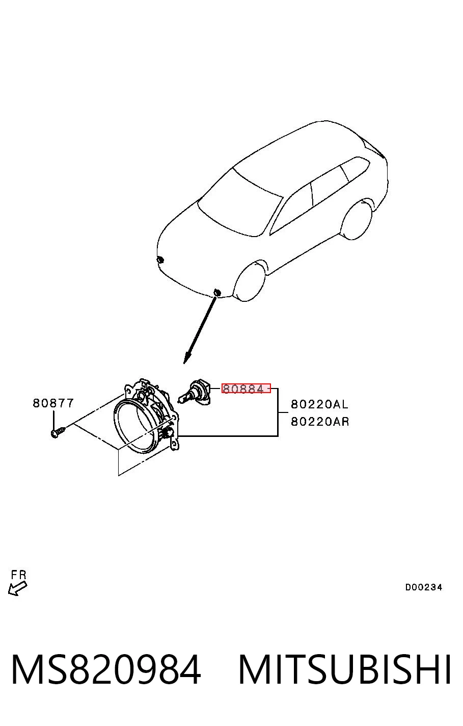 Lâmpada das luzes de nevoeiro Mitsubishi Lancer CY_A, CZ_A ao melhor preço