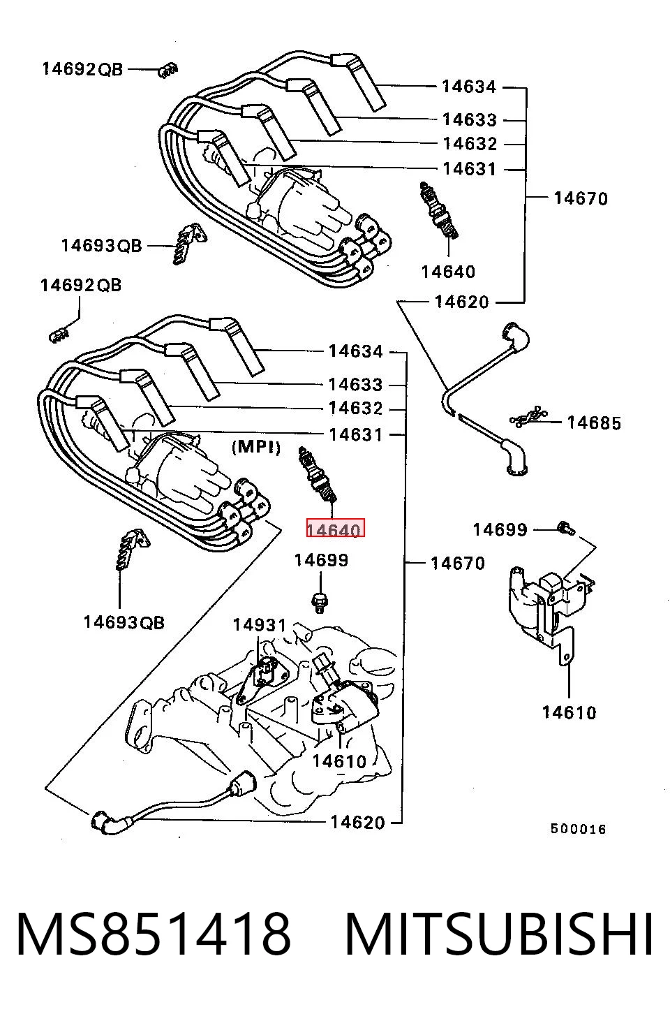 Vela de ignição para Mitsubishi Galant VI E3A