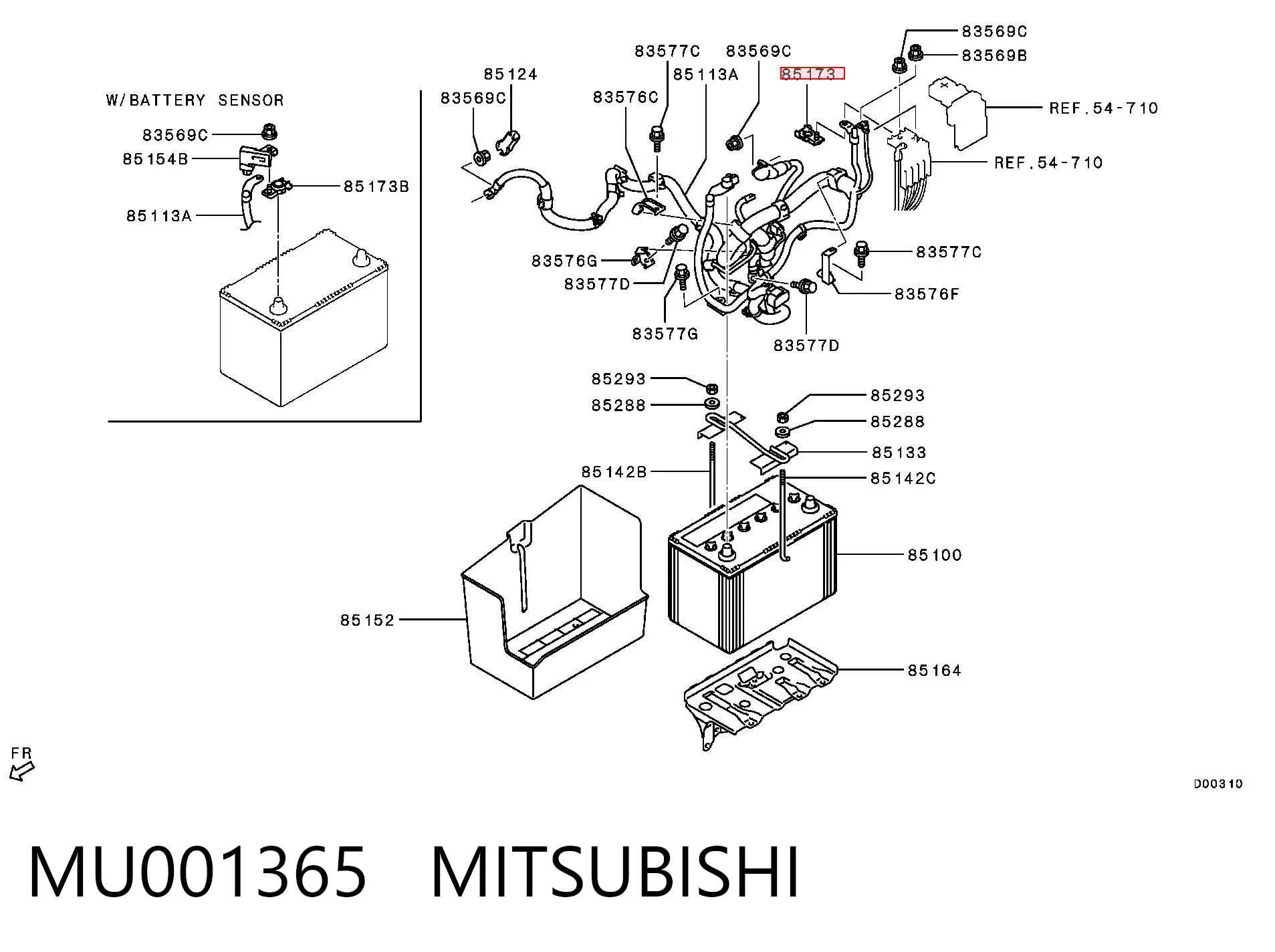 MU001365 Mitsubishi Borne de bateria recarregável (PILHA)