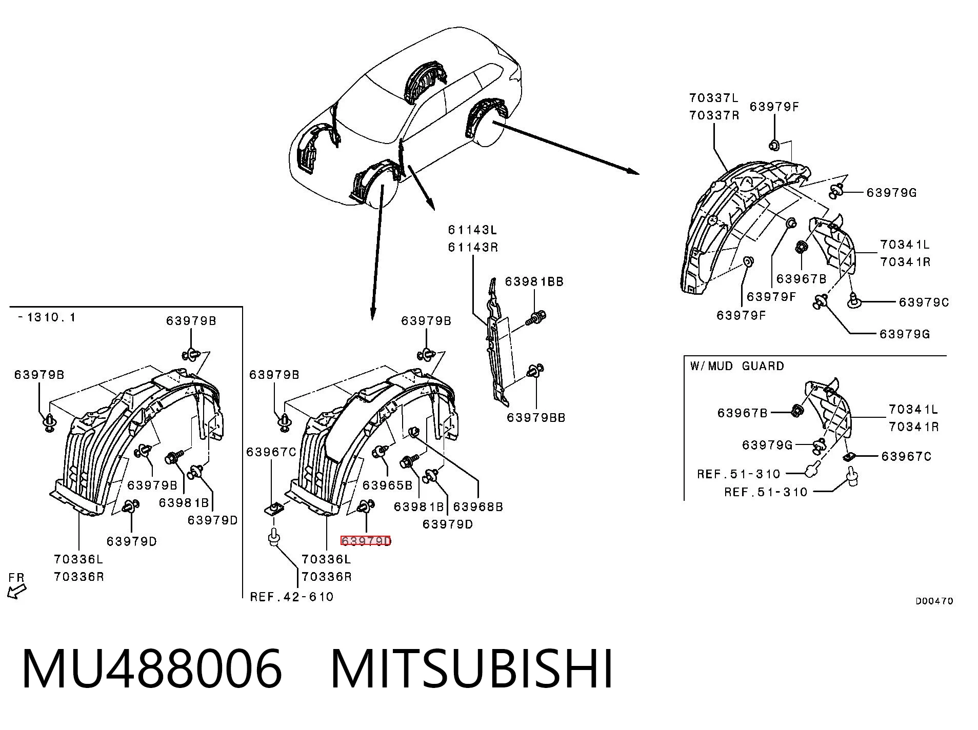 MU488006 Mitsubishi Cápsula (prendedor) de fixação do pára-choque traseiro
