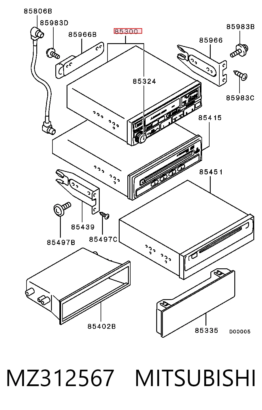 Aparelhagem de som (rádio AM/FM) para Mitsubishi Pajero III 