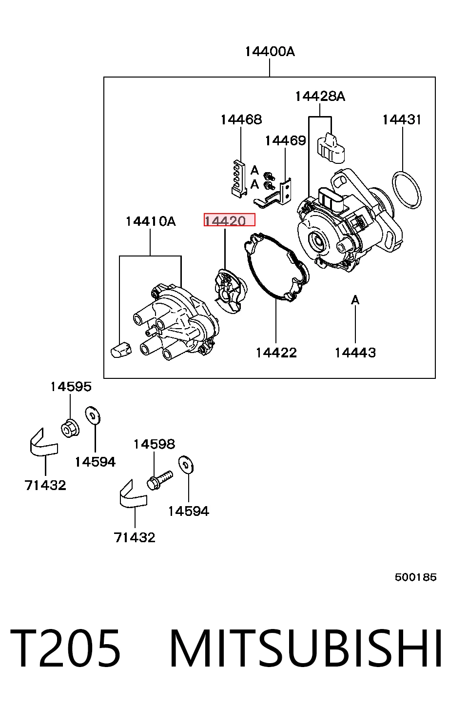 T205 Mitsubishi Slider (rotor) de distribuidor de ignição, distribuidor