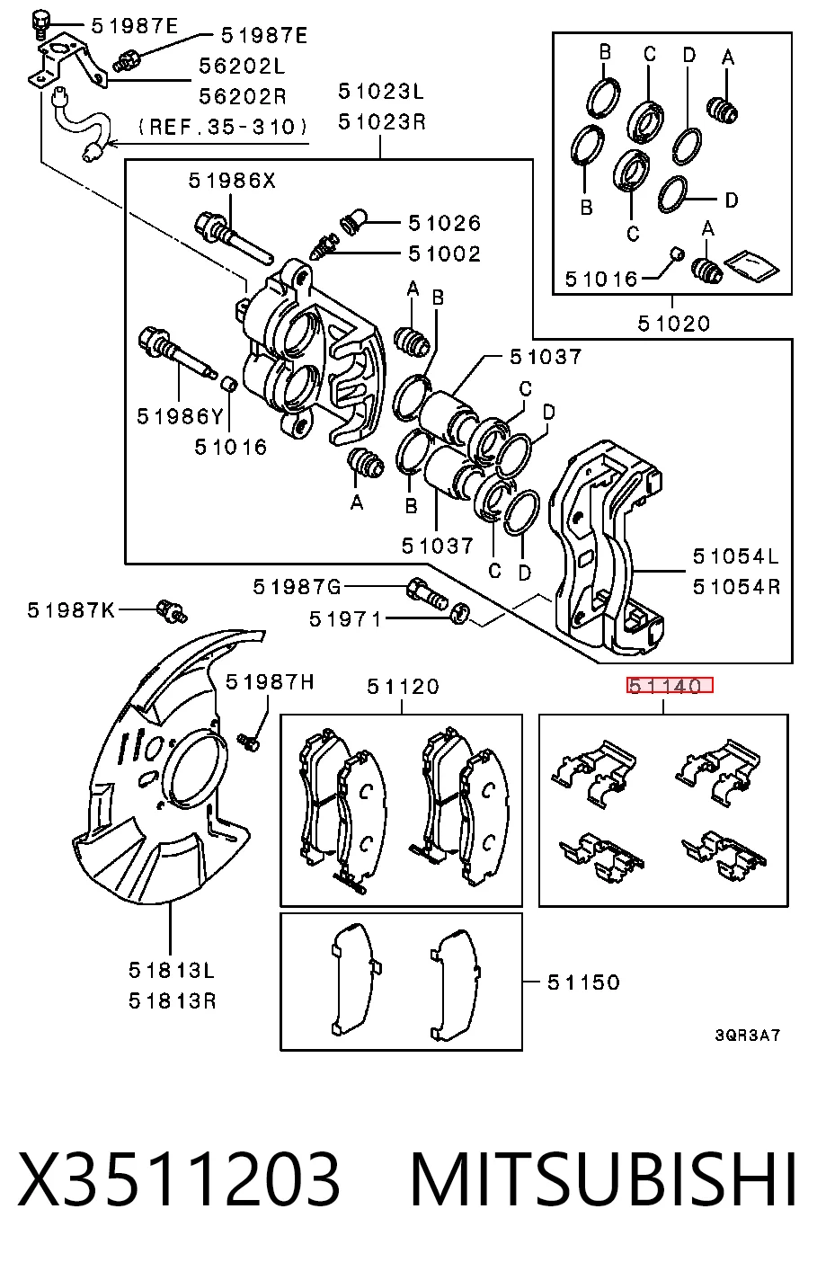 Kit de molas de fixação de sapatas de disco dianteiras para Mitsubishi Eclipse I D22A, D27A