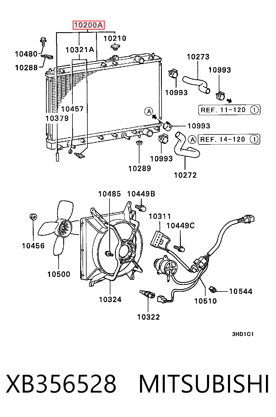  Radiador de esfriamento de motor Mitsubishi Galant VI hatchback (E3A) (1988 - 1992) VI