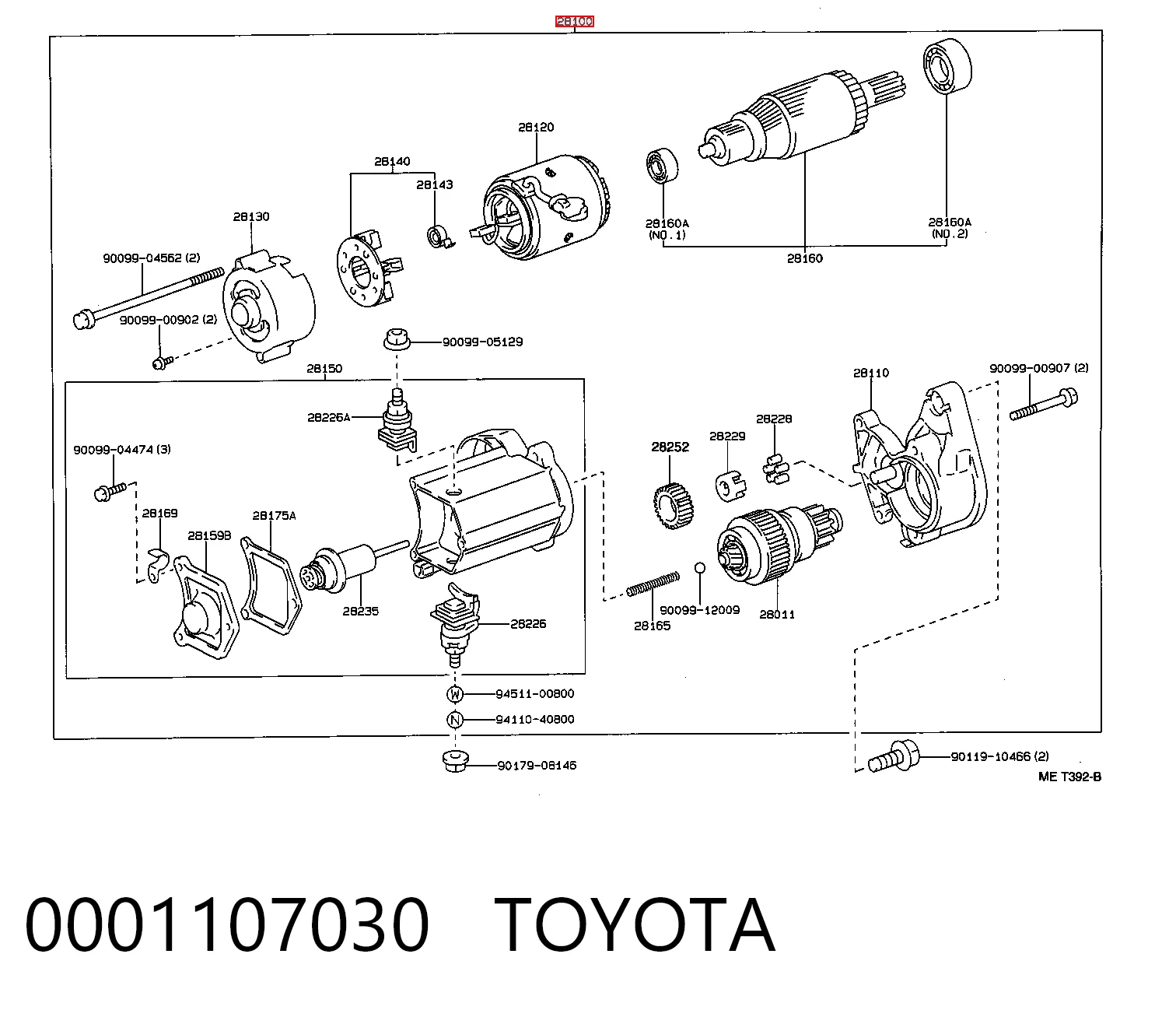 0001107030 Toyota Motor de arranco