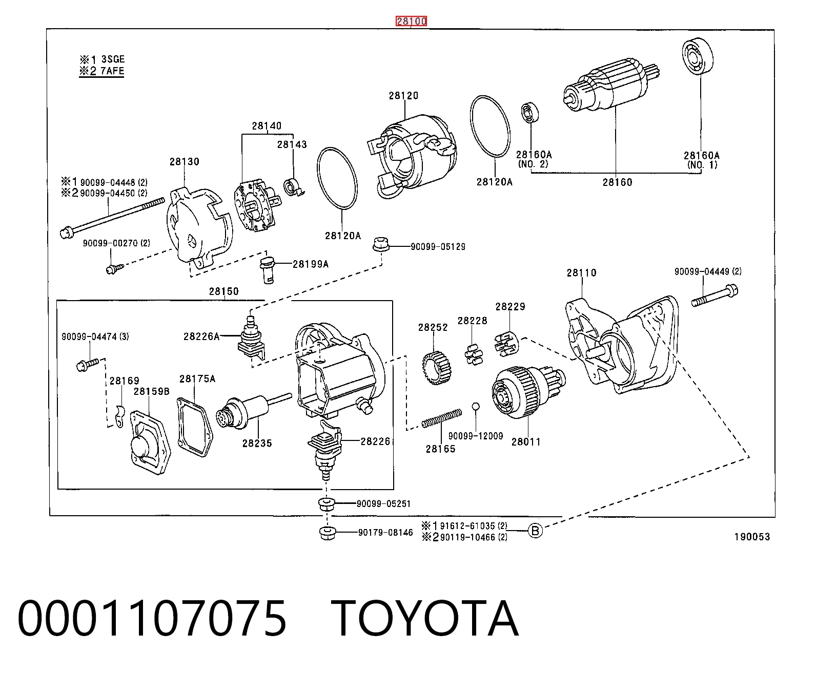 0001107075 Toyota Motor de arranco
