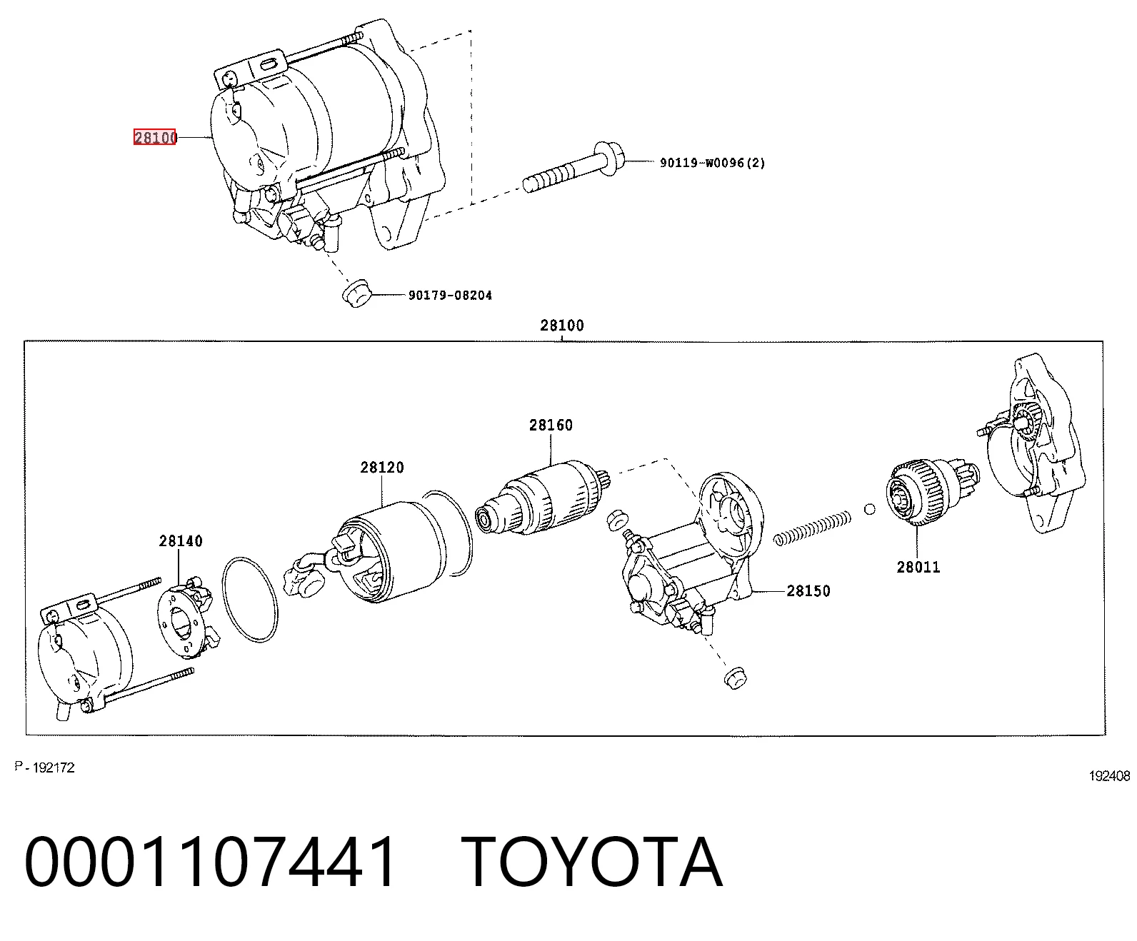 0001107441 Toyota Motor de arranco