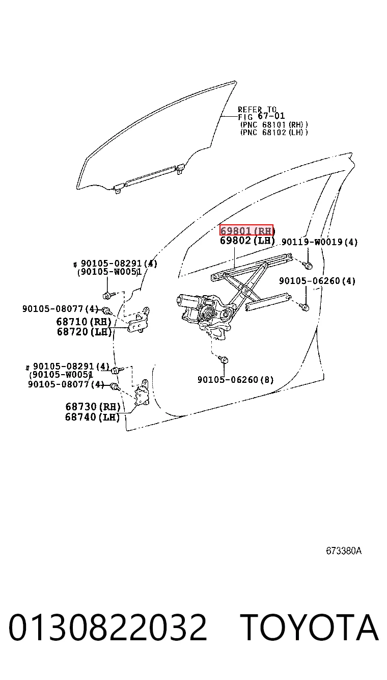 Mecanismo de acionamento de vidro da porta dianteira direita para Toyota Avensis III T27