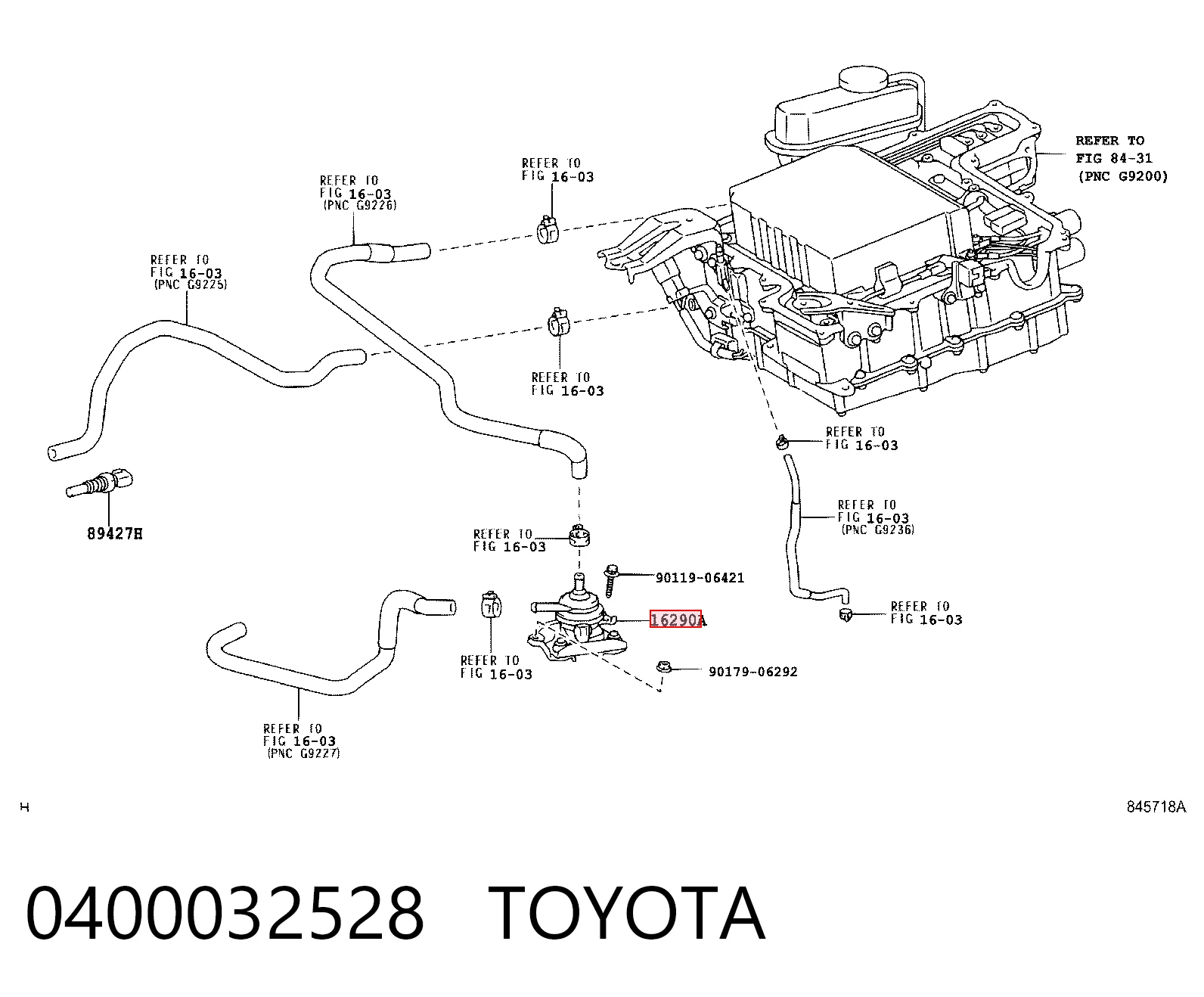 0400032528 Toyota Bomba de esfriamento do inversor