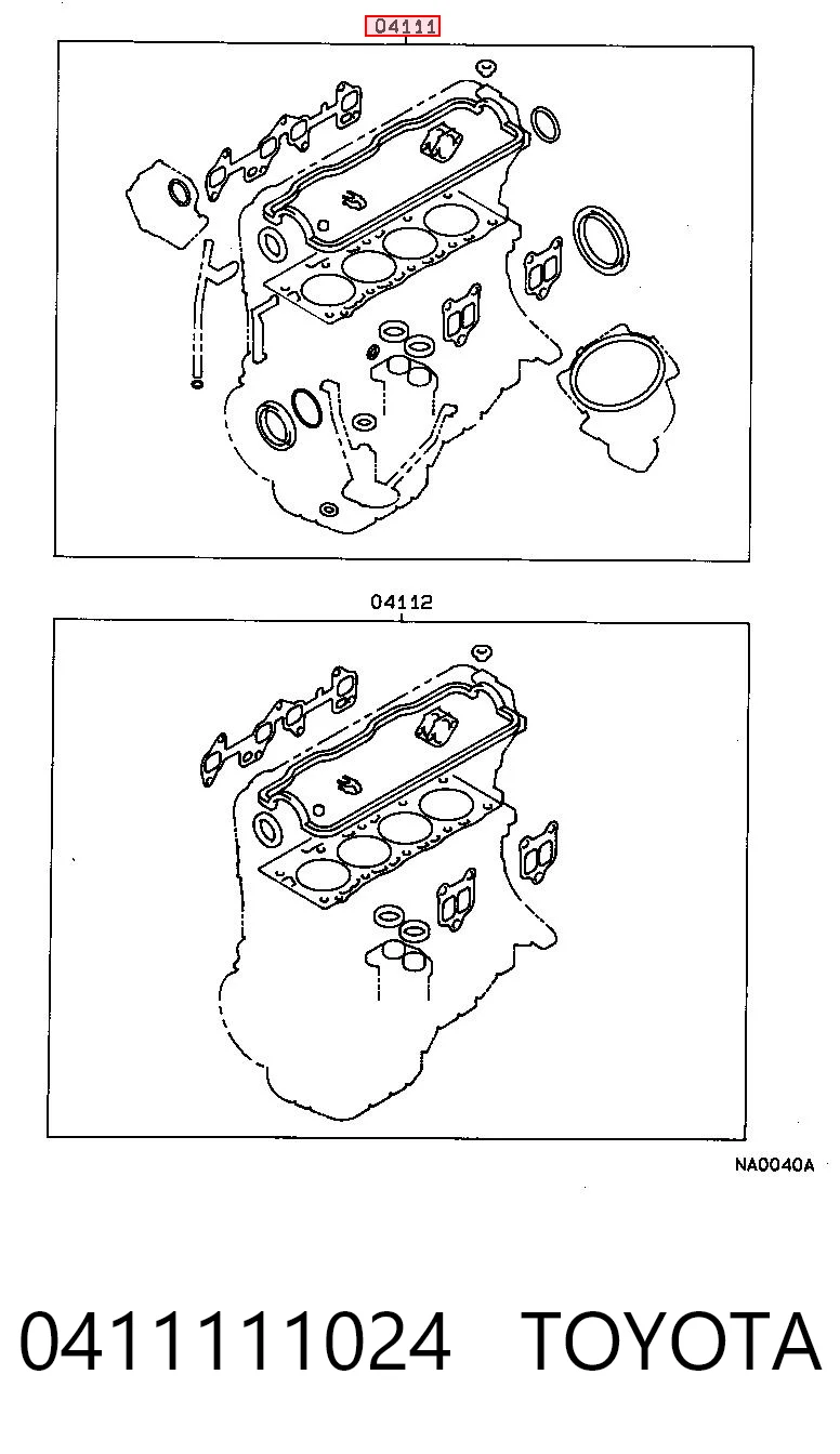  Kit de vedantes de motor completo Toyota Corolla liftback (E8) (1983 - 1988) 