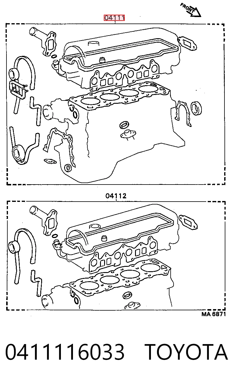 0411116033 Toyota Kit de vedantes de motor completo