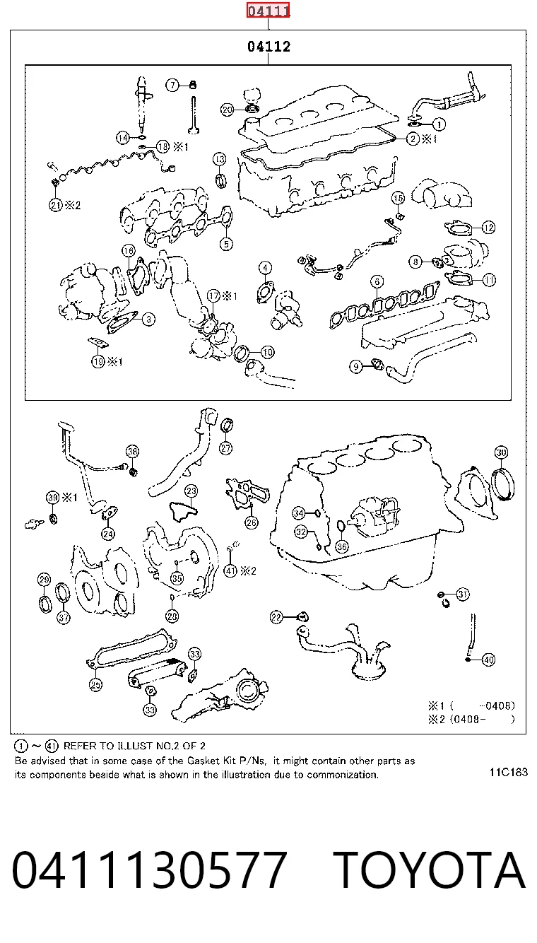 Kit de vedantes de motor completo para Toyota Hilux KUN15