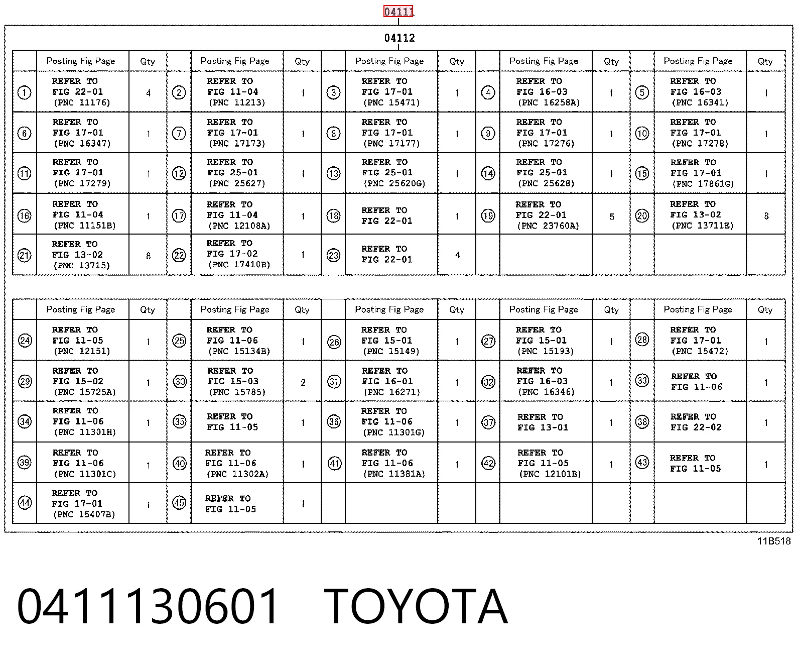 0411130601 Toyota