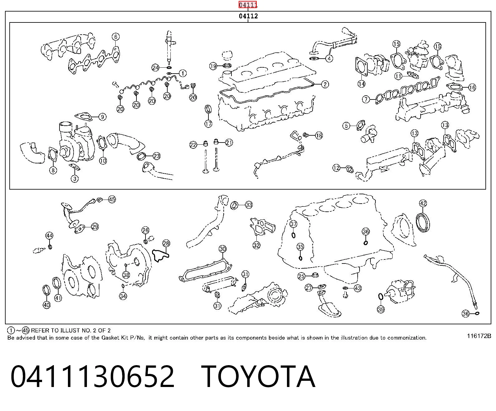 Kit de vedantes de motor completo Toyota Land Cruiser PRADO J150
